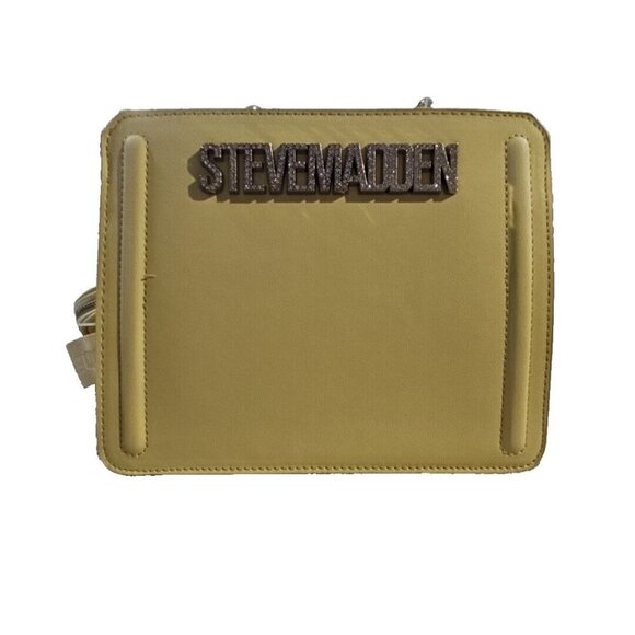 Steve Madden NWT Bevelyn-G Satchel Butter Yellow Crossbody Rhinestones Bling - Picture 14 of 16